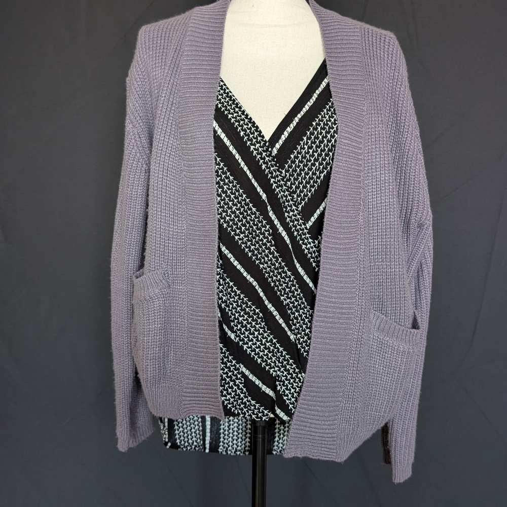 Wishlist Lavender Open Cardigan with Front Pockets